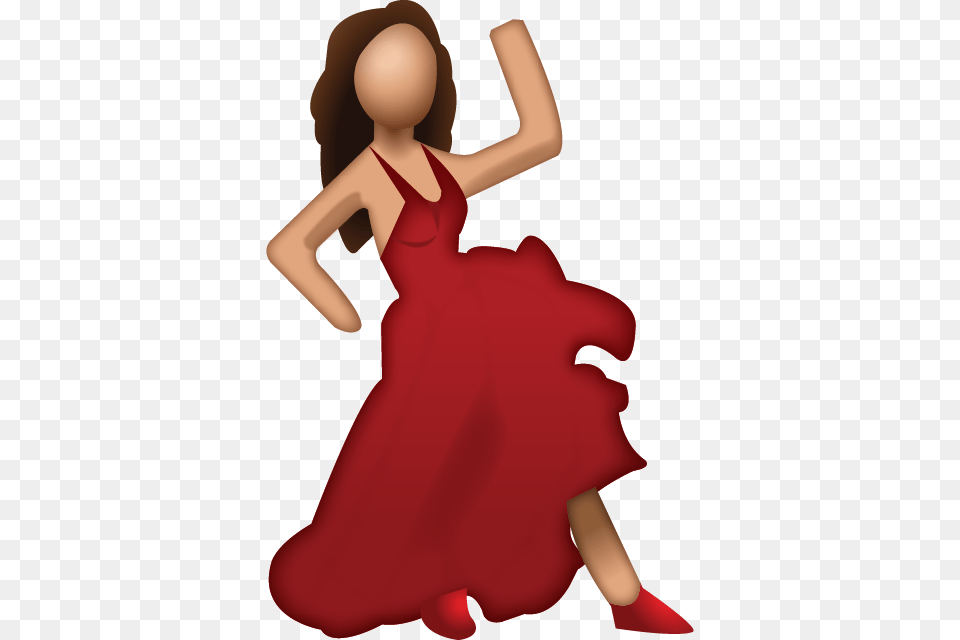 Download Dancer With Red Dress Emoji Emoji Island, Clothing, Person, Dancing, Evening Dress Free Png