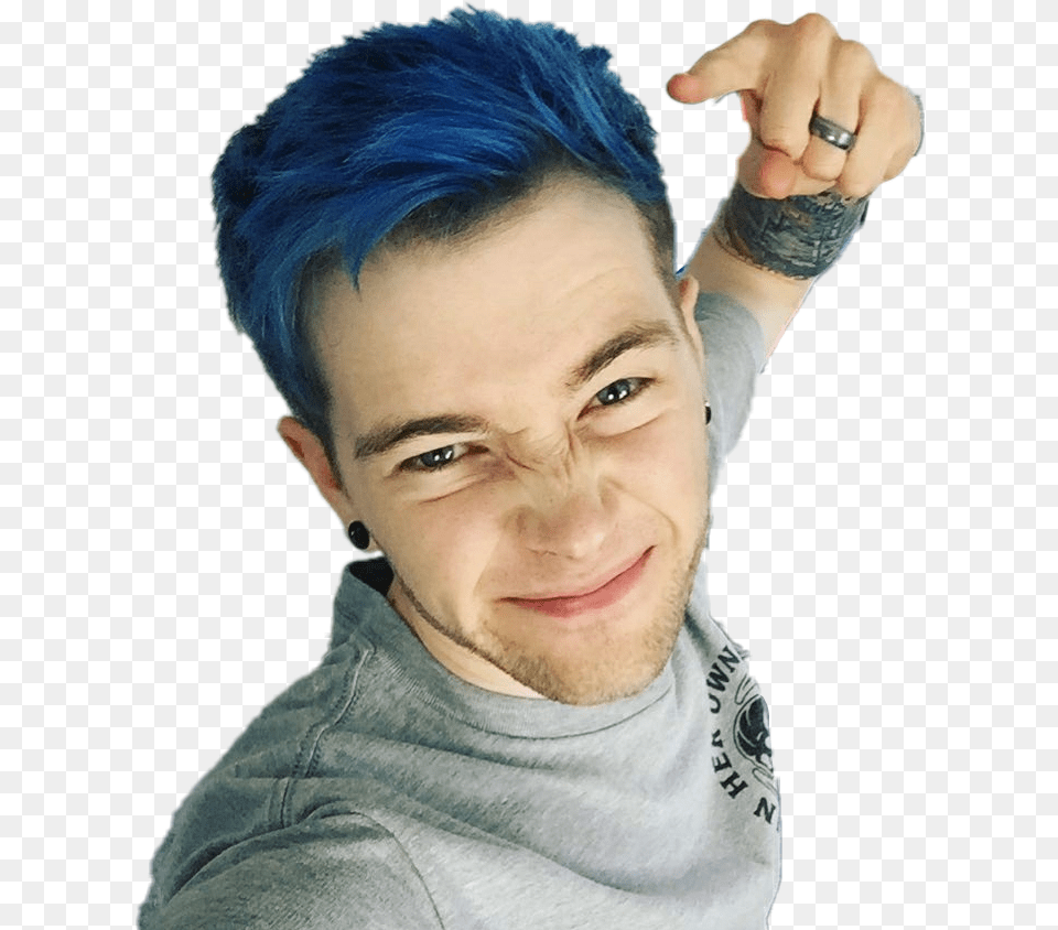 Dantdm Dark Blue Hair Color Man, Person, Adult, Male, Face Free Png Download