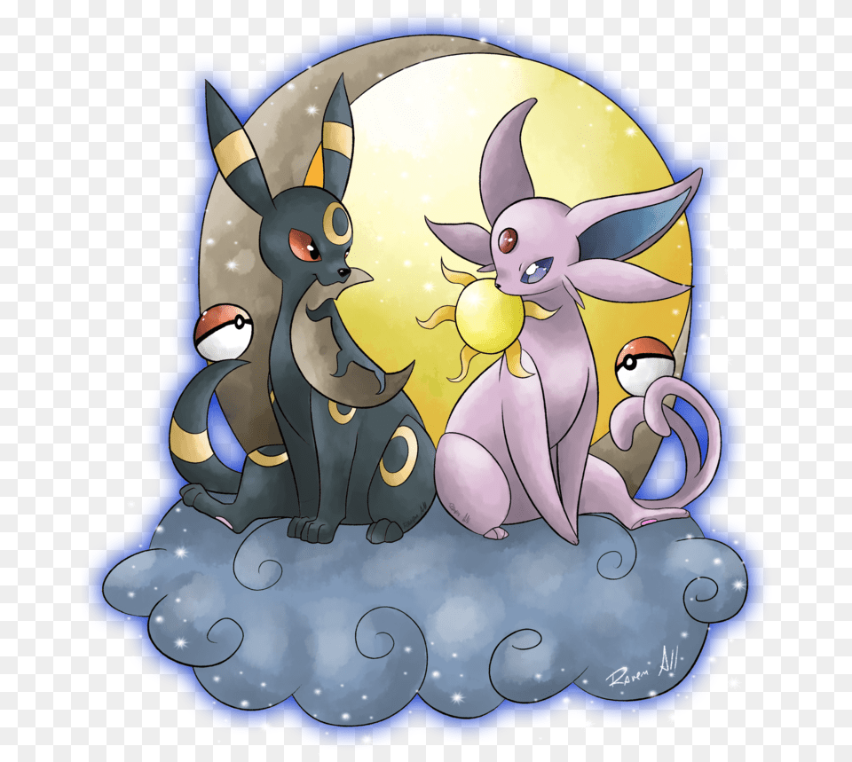 Download Day And Night By Allocen Umbreon Espeon Pokemon Umbreon Espeon Pokemon Eevee, Book, Comics, Publication, Cartoon Png Image