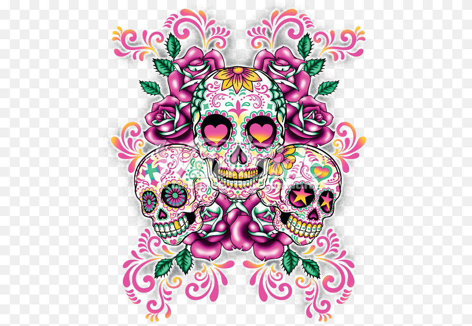 Day Of The Dead Wallpaper Hd Backgrounds Sugar Skulls With Flowers, Art, Pattern, Graphics, Floral Design Free Png Download