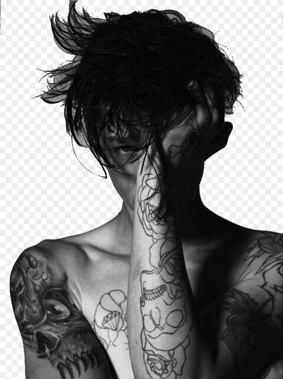 Death Aesthetic People Bad Boy Bad Boy Aesthetic, Person, Skin, Tattoo, Back Free Png Download
