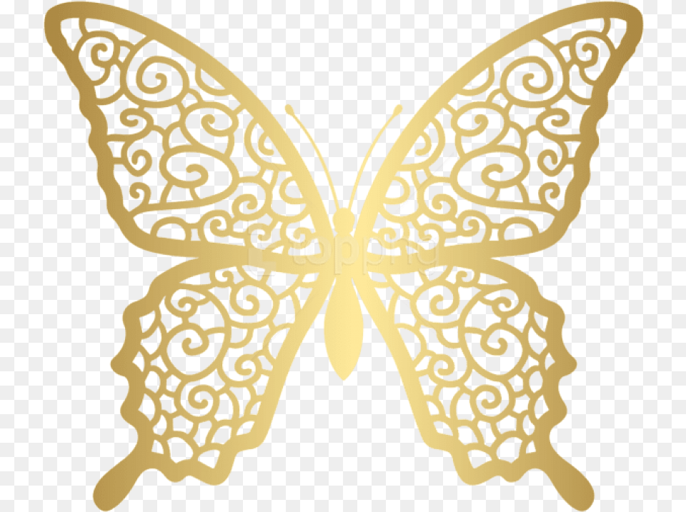 Download Decorative Free Gold Butterfly Clipart Free, Accessories, Jewelry, Animal, Mammal Png Image