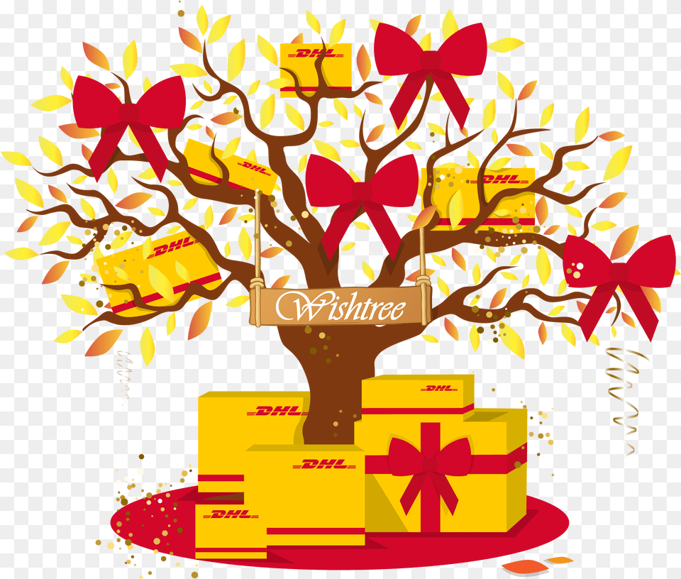 Dhl Wishtree Merry Christmas Dhl Global Forwarding, Birthday Cake, Cake, Cream, Dessert Free Png Download
