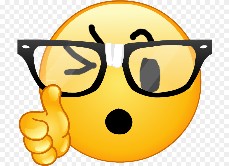 Discord Signal Smiley Thumb Emoji Hd Image Nerd Emoji, Accessories, Glasses, Sphere, Body Part Free Png Download