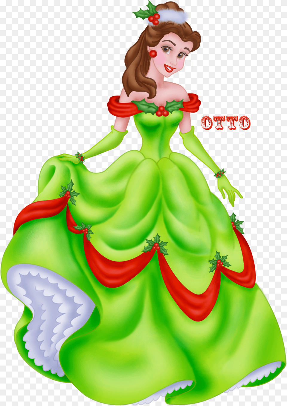 Disney Princess Belle Christmas Full Size Christmas Disney Princess Clipart, Clothing, Dress, Toy, Doll Free Png Download