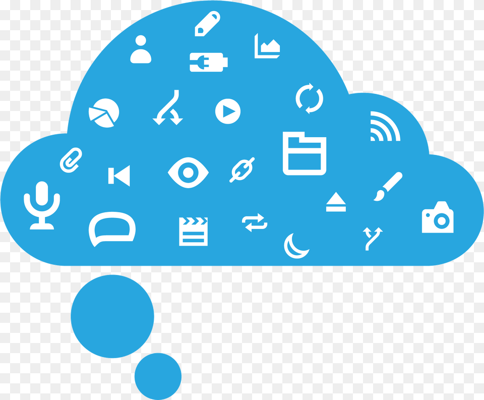 Download Dmc Logo Of A Blue Thought Bubble Cloud With Icons Dot, Text Free Png