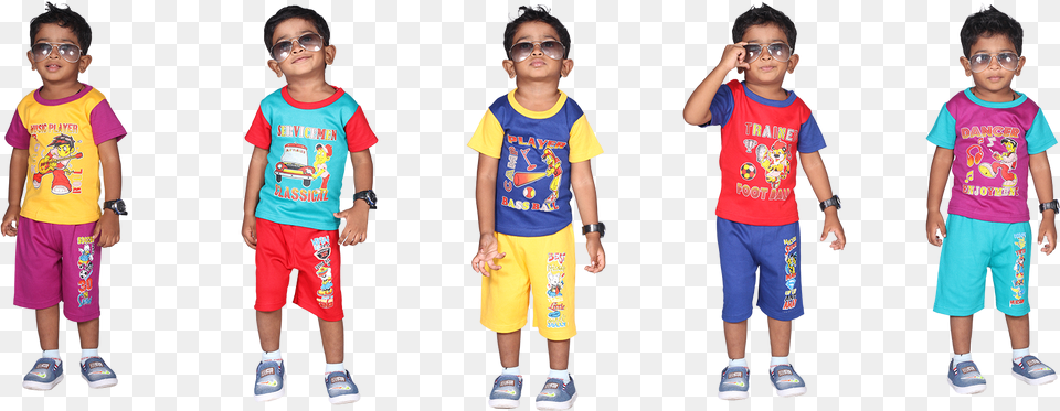 Download Donald 5 T Child Wear, T-shirt, Shorts, Clothing, Person Free Png