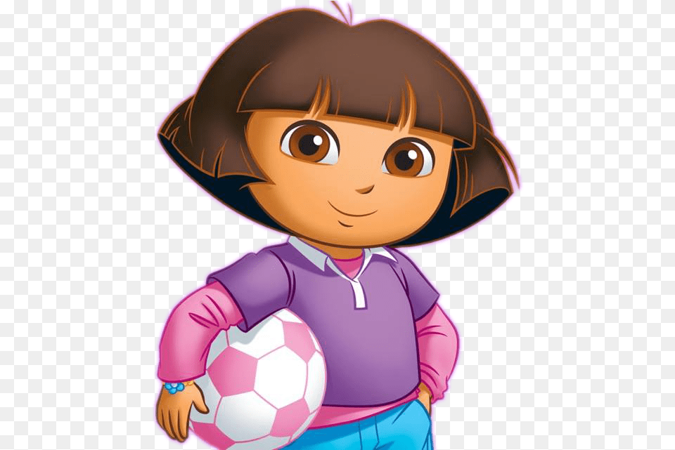 Download Dora Holding Soccer Ball Dora La Exploradora Cara Dora The Explorer Football, Sport, Soccer Ball, Book, Comics Free Transparent Png