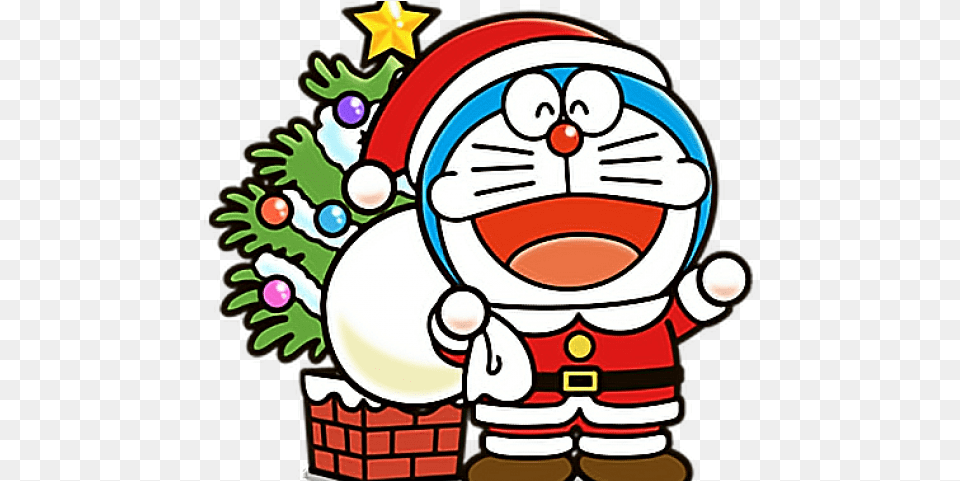 Download Doraemon Clipart Christmas Doraemon Christmas, Baby, Performer, Person, Clown Free Png