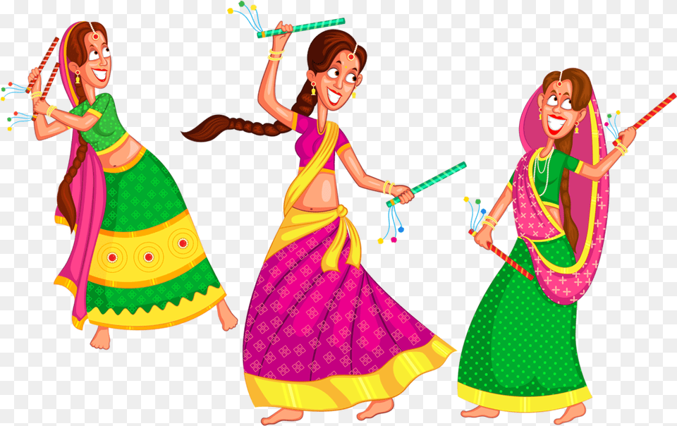 Dandiya Vector, Adult, Dancing, Female, Leisure Activities Free Png Download