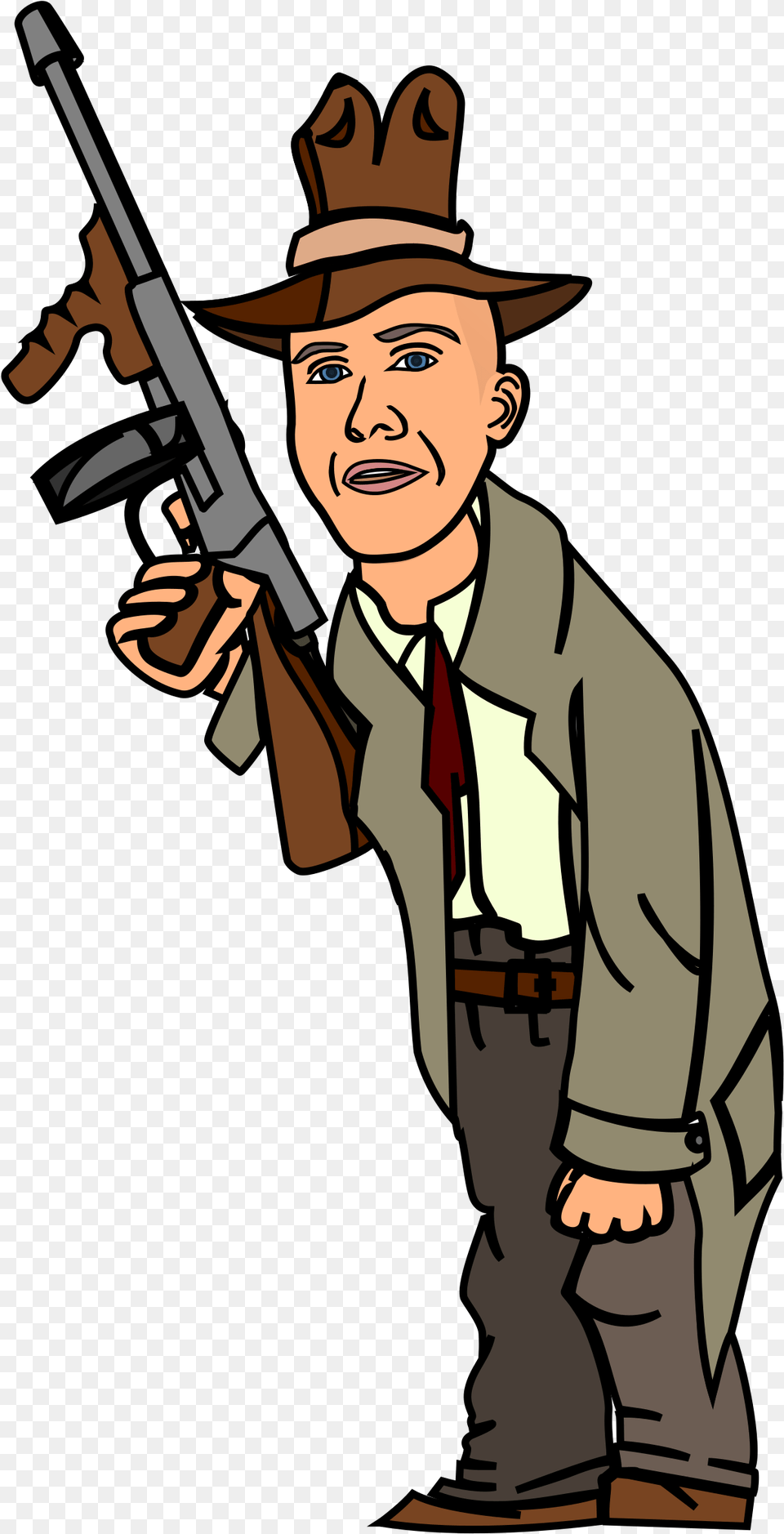 Download Download Mafia Thompson Gun Cartoon, Weapon, Rifle, Firearm, Person Free Transparent Png