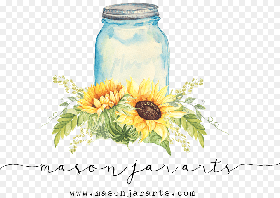 Download Drawn Mason Jar Sunflower Sunflower Mason Jar Clip Art, Flower, Plant Free Transparent Png