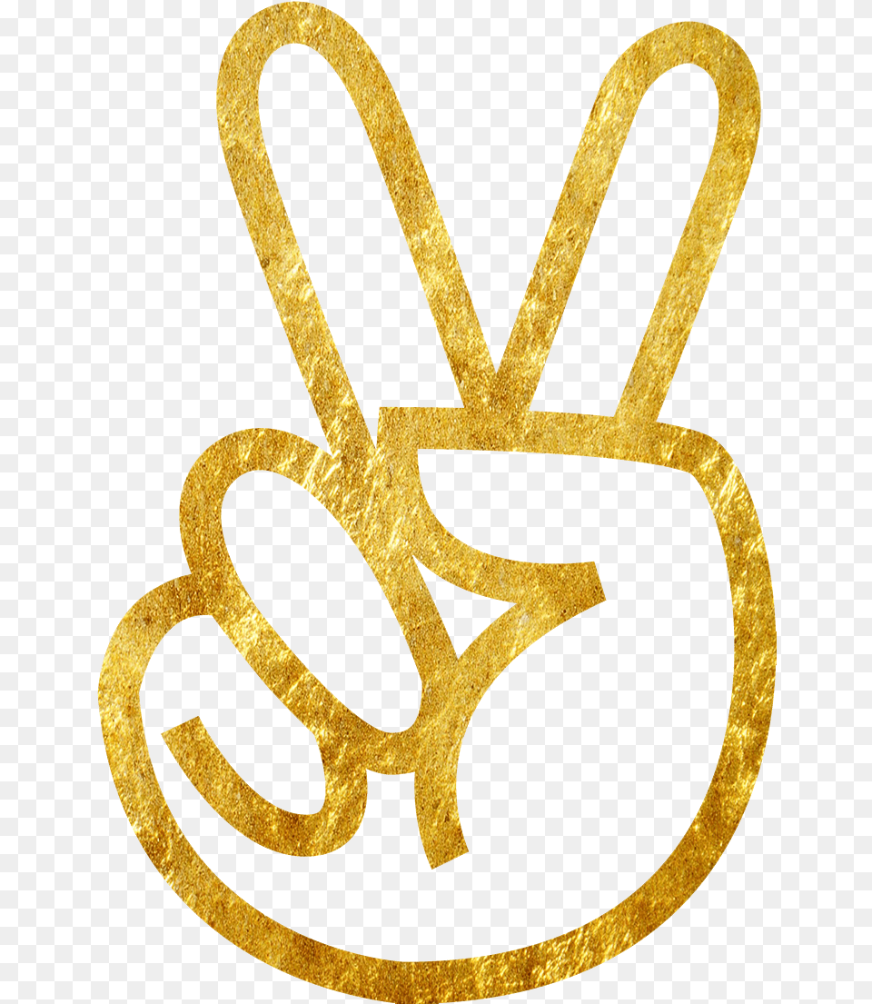 Drawn Peace Sign Hand Clipart 3 Gold Peace Sign, Symbol, Text, Logo Free Png Download