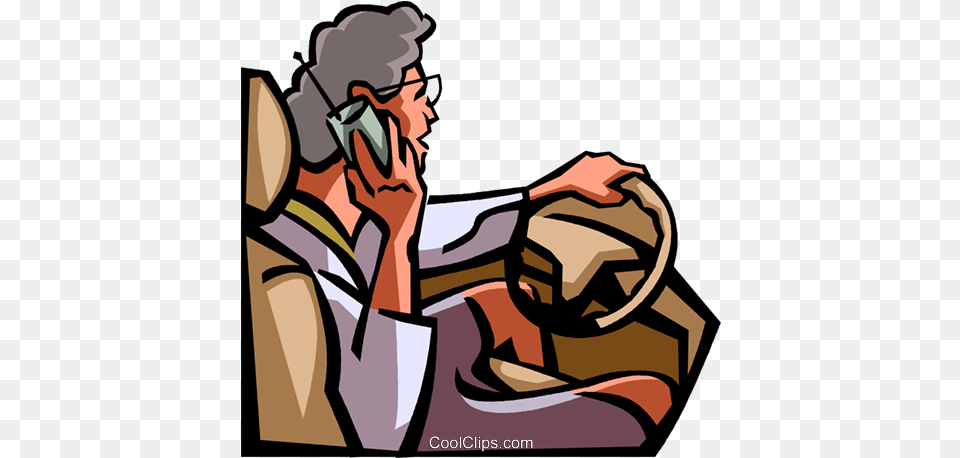 Download Driving While Talking Cell Phone While Driving Cartoon, Adult, Male, Man, Person Free Png
