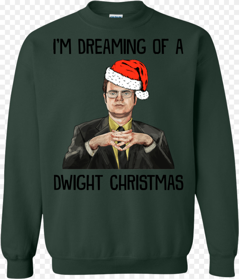 Download Dwight Schrute Im Dreaming Of Office Christmas Sweater Dwight, Knitwear, Clothing, Sweatshirt, Man Free Transparent Png