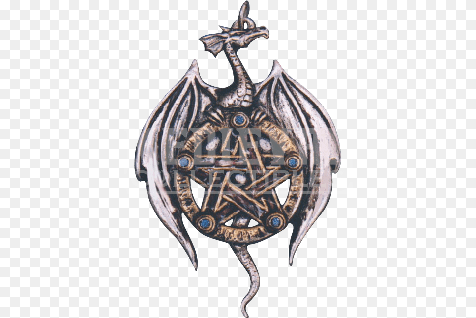 Download Earth Dragon Pentacle Necklace Earth Dragon, Badge, Logo, Symbol, Animal Free Transparent Png