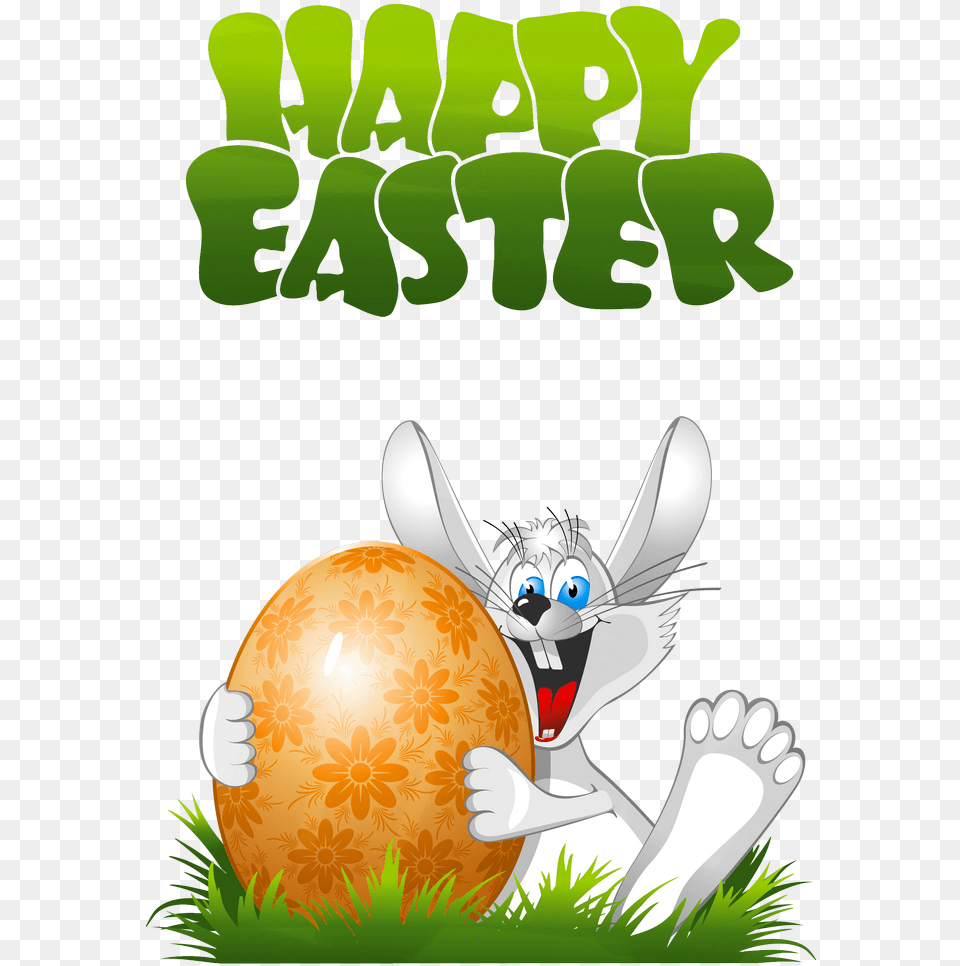 Easter Transparent Cartoon With Bunny Happy Clipart Happy Easter Bunny Clipart, Sphere, Grass, Plant, Book Free Png Download
