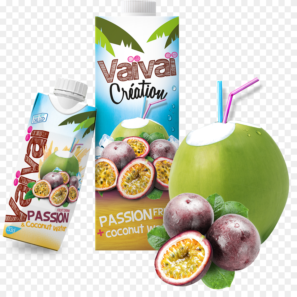 Download Edcpassion 1l 33cl Export Coconut Water Passion Vaivai, Food, Fruit, Plant, Produce Png Image