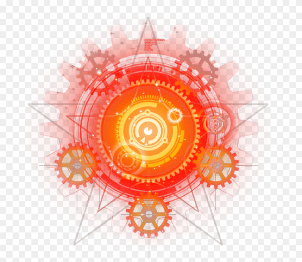 Download Effect Gears Star Orange Effect Transparent Magic Circle, Lighting, Pattern, Machine, Wheel Png Image