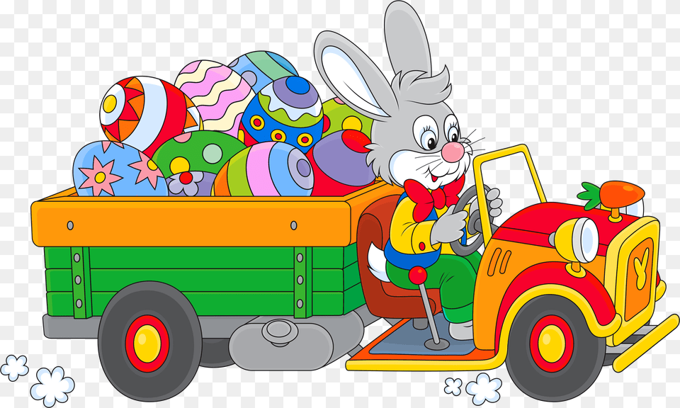 Download Egg Truck Decorating With Bunny Easter Clipart Easter Bunny In A Car, Bulldozer, Machine Free Png