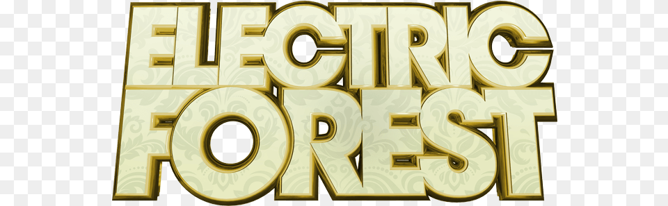 Download Electric Forest Music Festival Electric Forest Festival Logo, Text, Gold, Number, Symbol Free Transparent Png