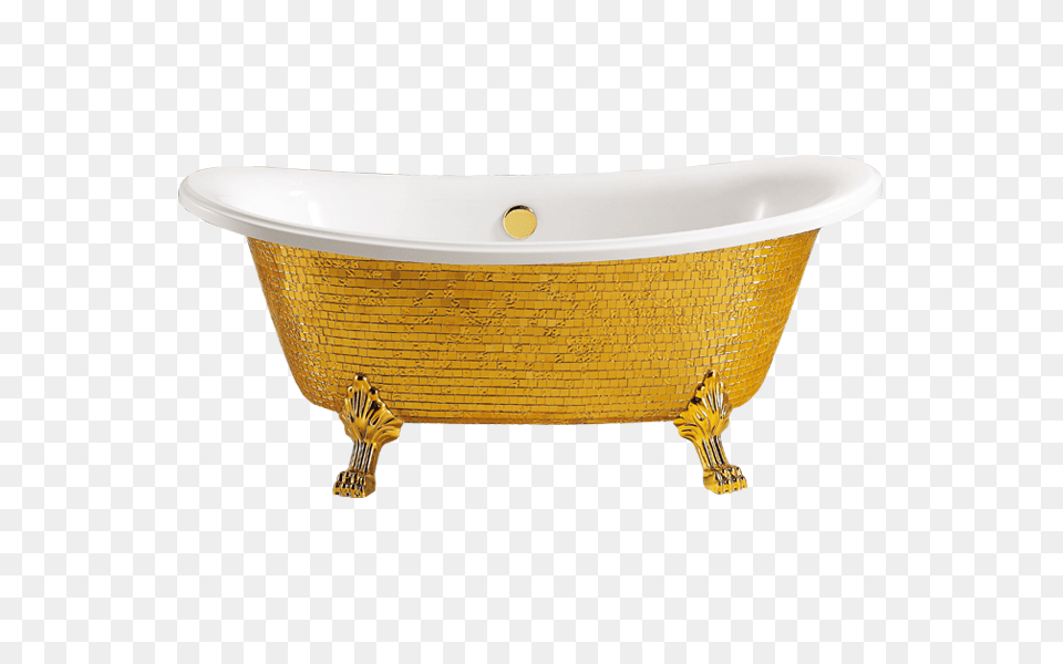 Download Elegant Gold Mosaic Bathtub Bathtub Gold Bathtub, Bathing, Person, Tub, Hot Tub Free Png
