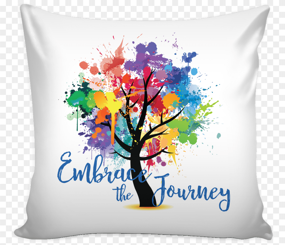 Download Embrace The Journey W Abstract Tree Of Life Rainbow Painting On Wall, Cushion, Home Decor, Pillow Free Transparent Png