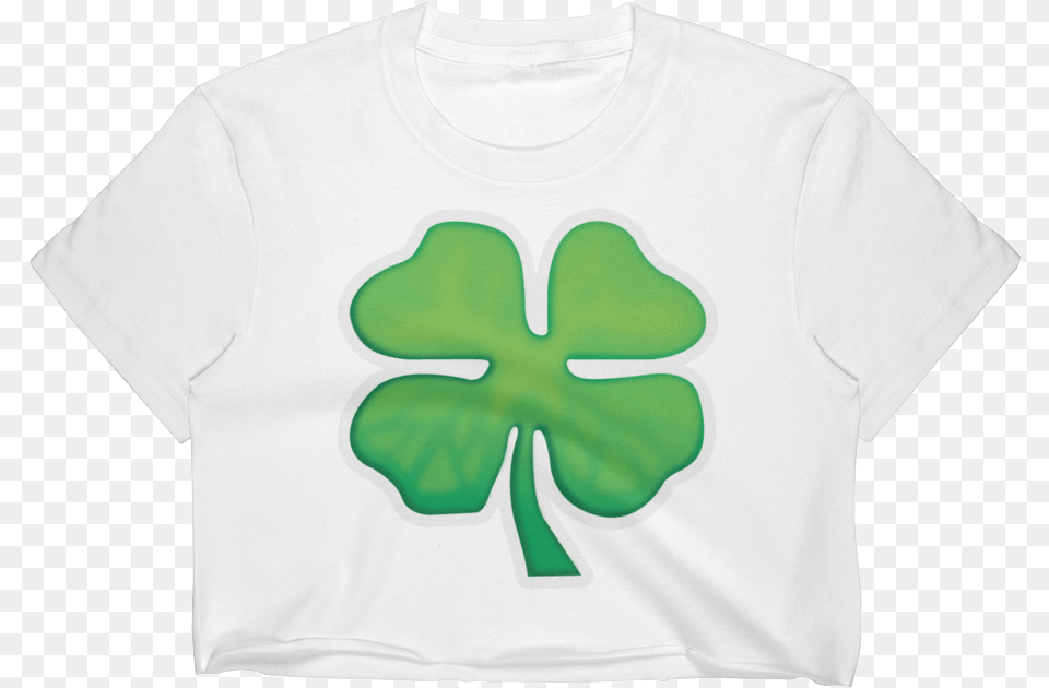 Download Emoji Crop Top T Shirt Water Image With No Shamrock, Clothing, T-shirt, Leaf, Plant Png