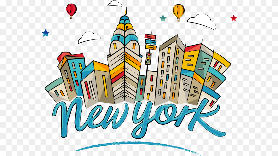 Download Empire State Building Landmark New York Cartoon New York Cartoon, Neighborhood, City, Art, Advertisement Free Png