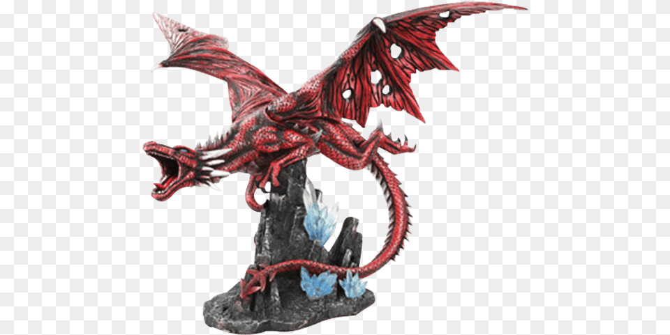 Download Enraged Red Dragon Statue Flying Dragon Figure Red Dragon Statue, Animal, Lizard, Reptile Free Transparent Png