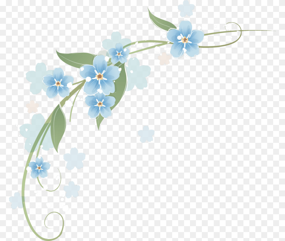 Download Esquinero De Flores Azules Clipart Flower Borders, Art, Floral Design, Graphics, Pattern Free Png