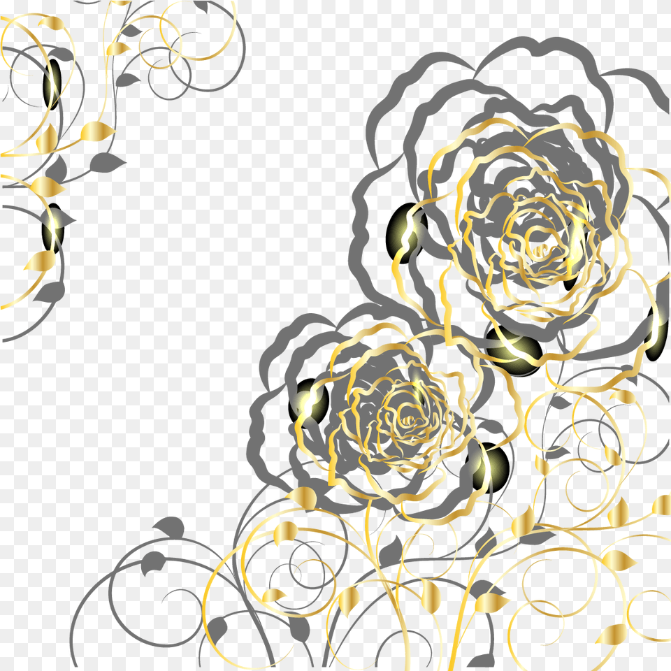 Download Euclidean Vector Gold Flower Vector Gold Flower, Graphics, Art, Floral Design, Pattern Free Png