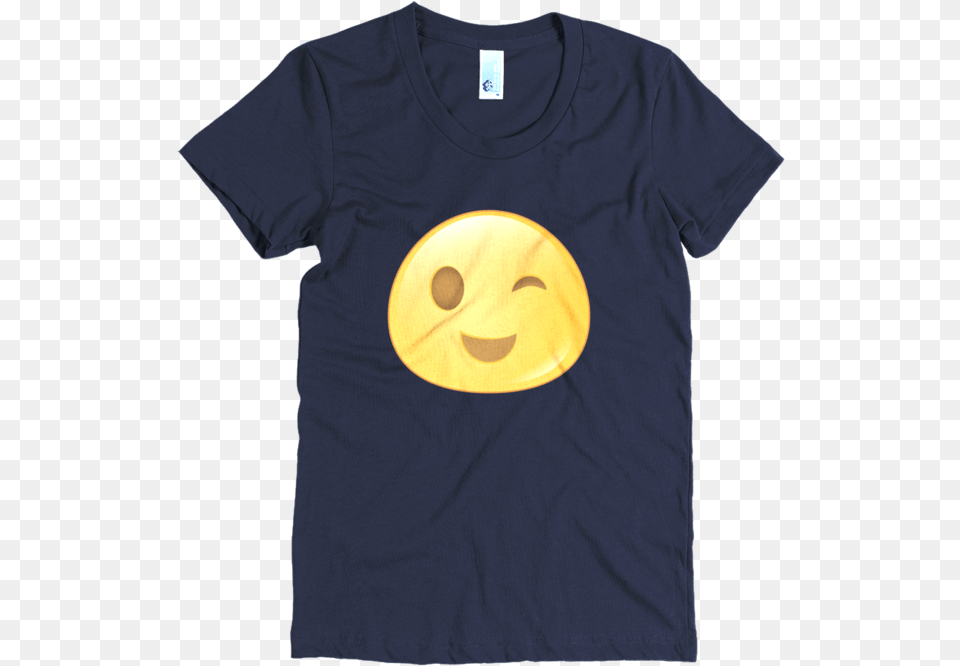 Download Expressive Wink Emoji Womenu0027s Short Sleeve Poly Happy, Clothing, T-shirt, Shirt Png Image