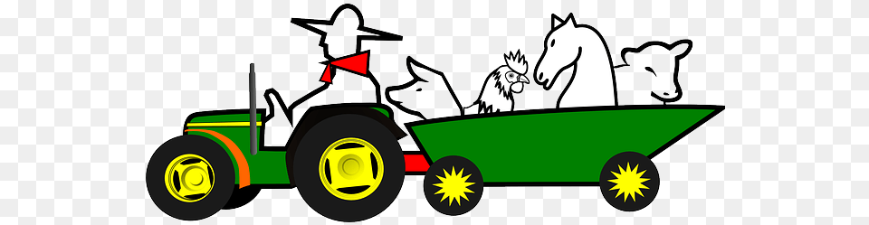 Download Farmer Animals Car Farm Green Horse Tractor Tracteur Clipart Animaux, Device, Tool, Plant, Lawn Mower Png