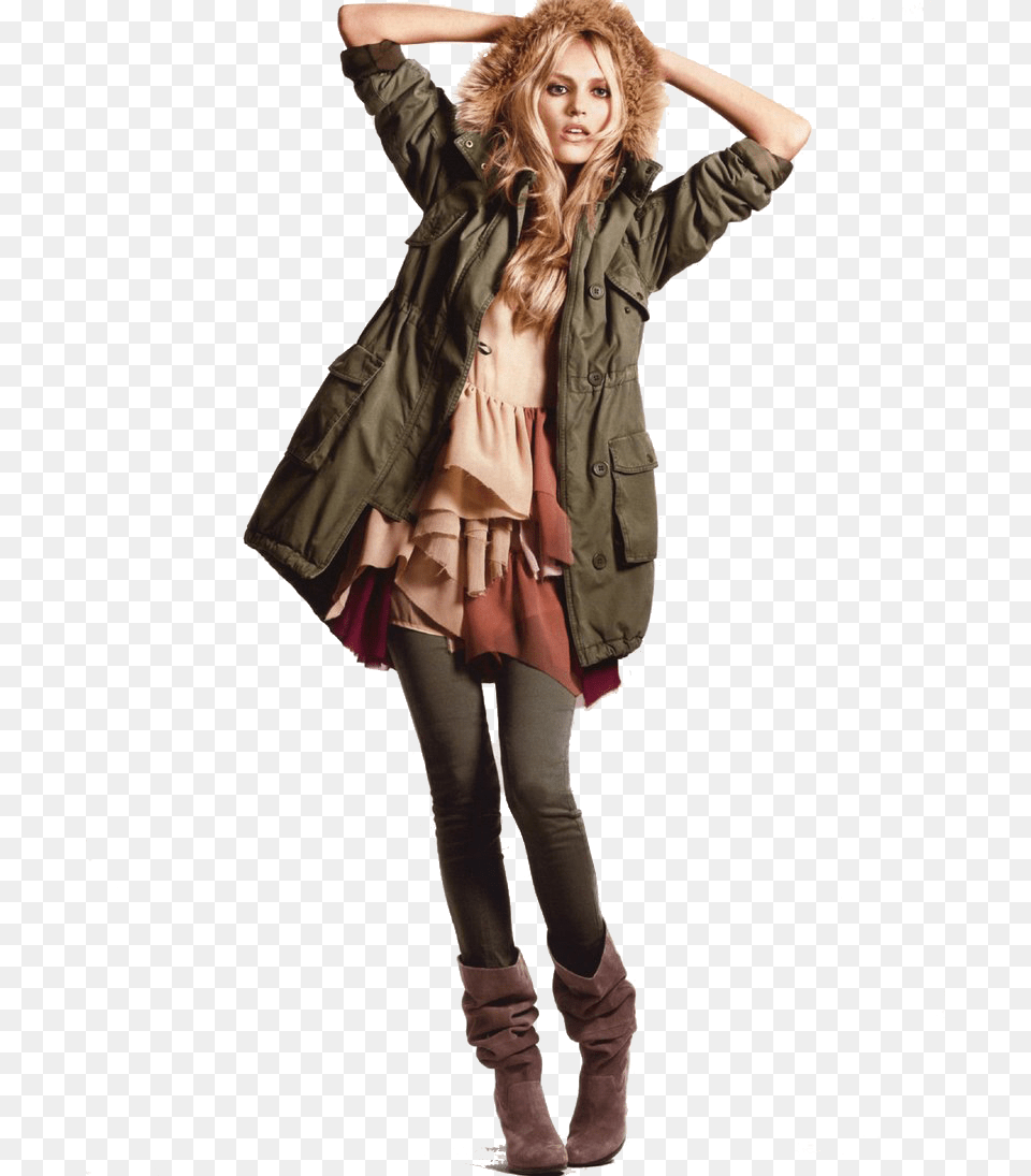 Download Fashion Model Image For Designing Projects Anja Rubik Hampm, Clothing, Coat, Jacket, Person Png