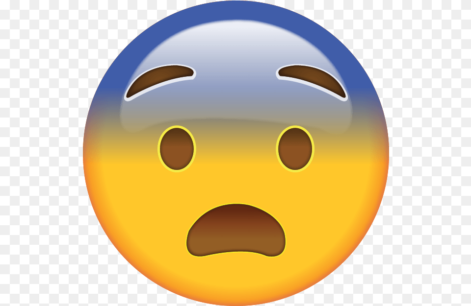 Download Fearful Face Emoji Icon Fearful Emoji, Disk, Ball, Bowling, Bowling Ball Png