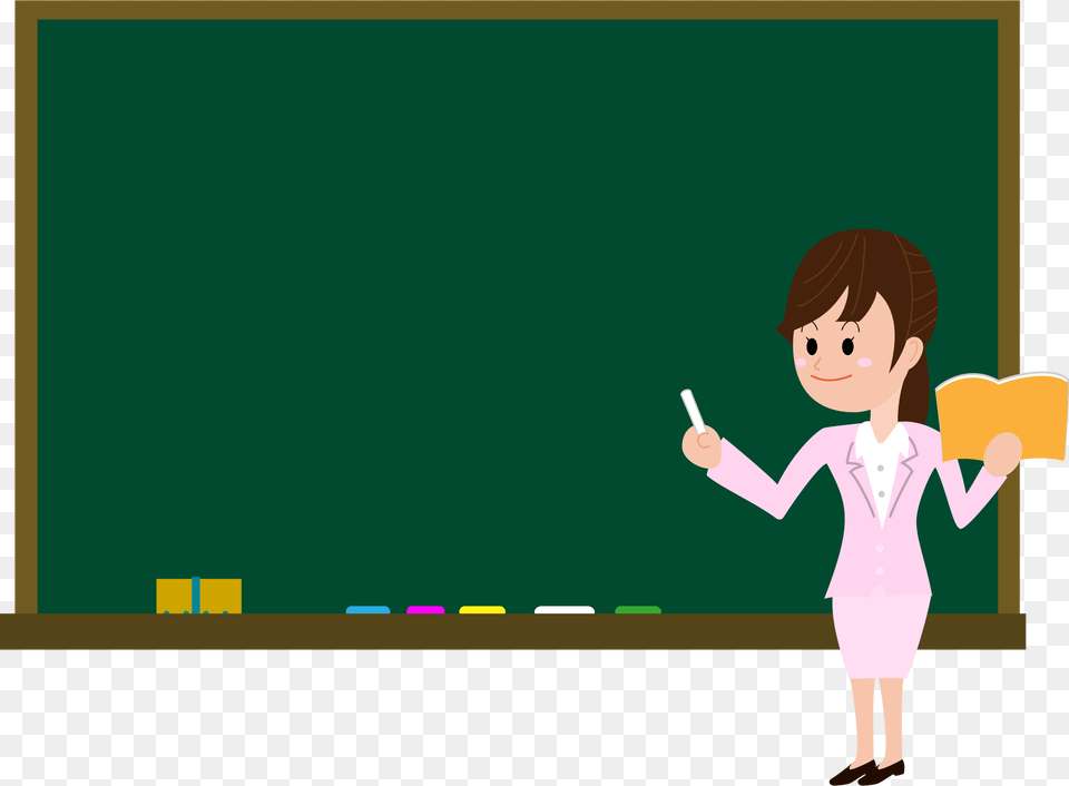 Download Female Teacher On Blackboard In Classroom, Child, Girl, Person, Face Free Png