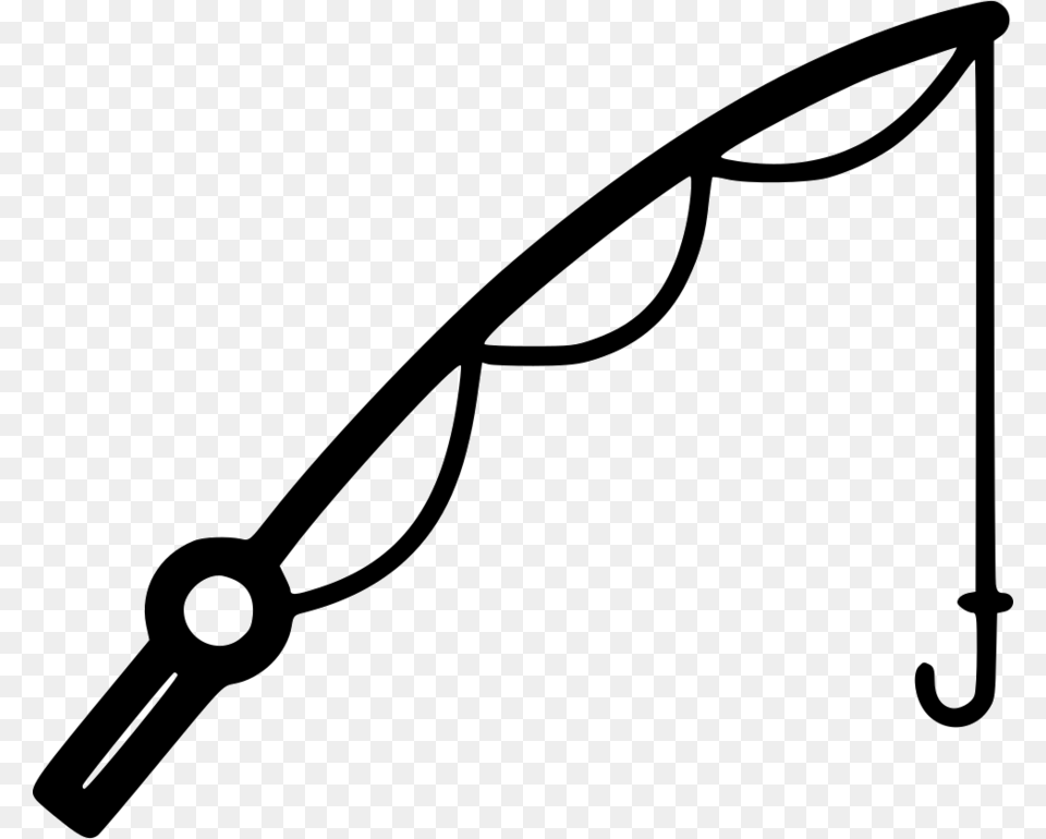 Fishing Pole Black And White Clipart Fishing Rods Clip, Handrail, Electronics, Hardware, Bow Free Png Download