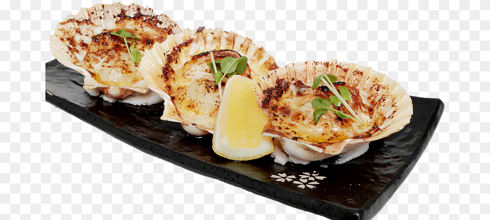 Flame Grilled Cheese Scallop Side Dish, Food Presentation, Food, Table, Furniture Free Png Download