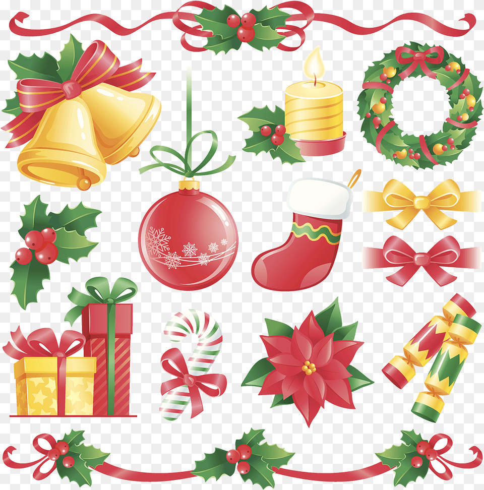 Download Flat Cracker Illustration Design Decorations Christmas Decor Flat, Gift, Candle, Christmas Decorations, Festival Png