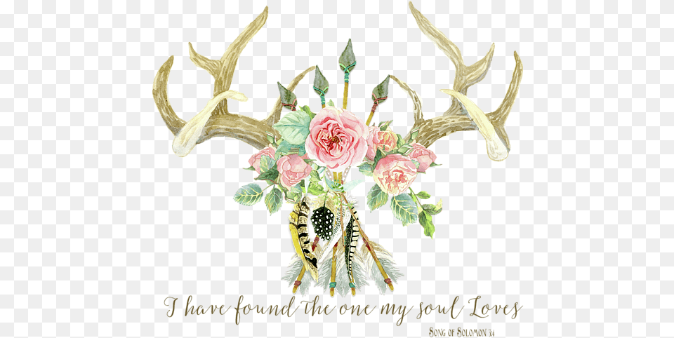 Download Floral Antlers Deer Antlers With Flowers Painting, Flower Arrangement, Plant, Art, Pattern Png Image
