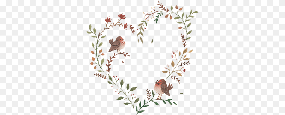 Download Flower Art Vine Illustration Heart Shaped Illustration, Pattern, Plant, Animal, Bird Free Transparent Png