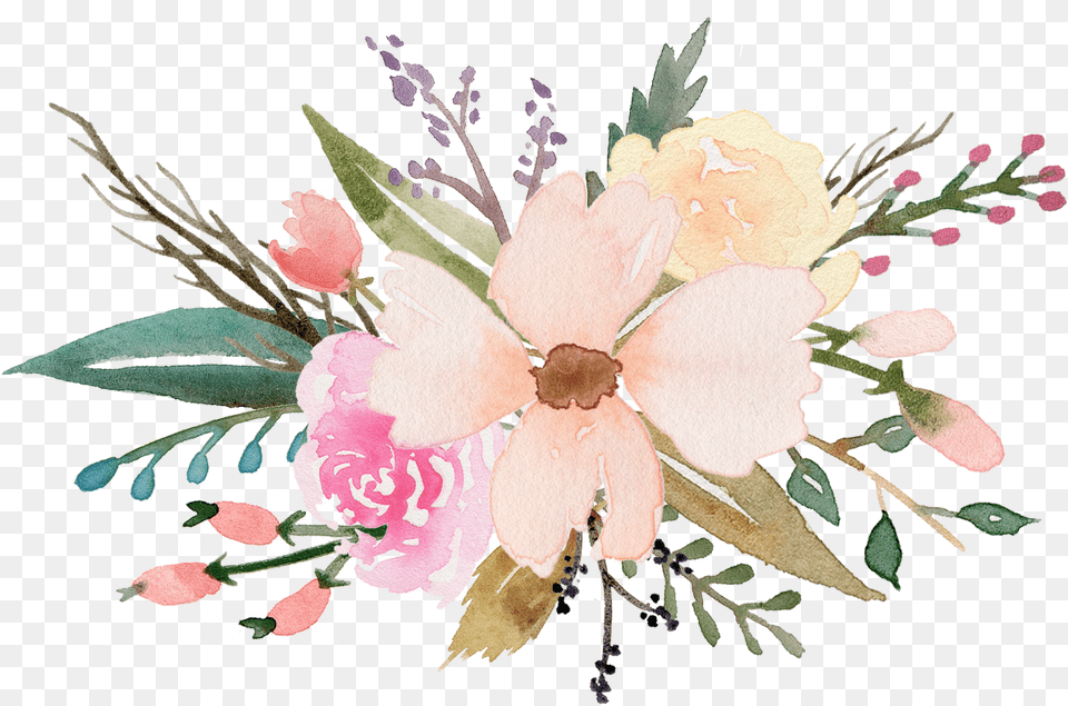 Download Flower Bouquet Watercolour Flower Clipart Floral Clip Art, Plant, Pattern, Graphics, Flower Bouquet Png Image