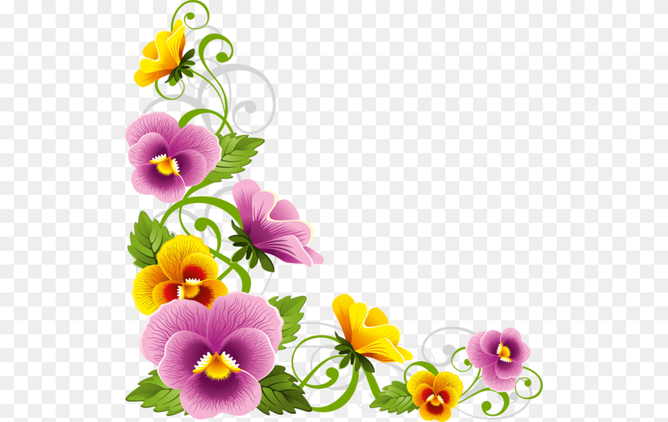 Download Flower Corner Border Clipart Borders And Frames Clip, Plant, Flower Arrangement Png Image