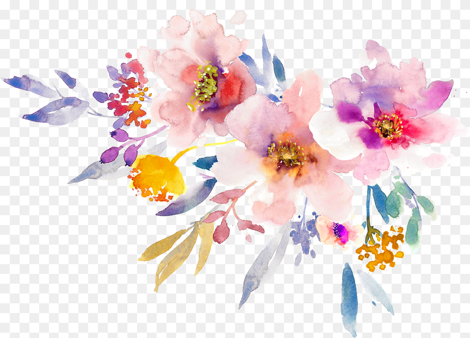 Flower Creative Gouache Design Floral Flowers Spring Watercolor Flowers, Plant, Pollen, Petal, Flower Arrangement Free Png Download