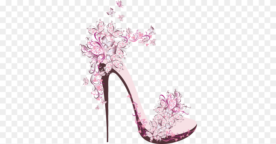 Download Flower Creative T Shirt Paper Shoe Female Heels Hq High Heels Design Drawing, Art, Clothing, Floral Design, Footwear Png Image