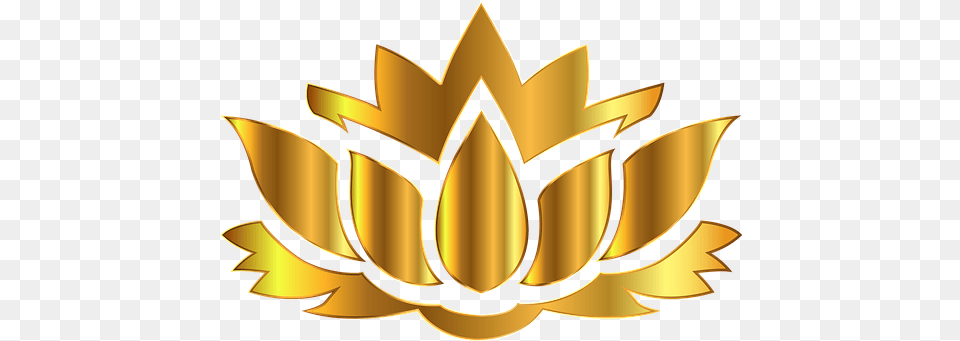 Flower Floral Lotus Plant Flower Logo, Emblem, Symbol, Gold, Chandelier Free Png Download