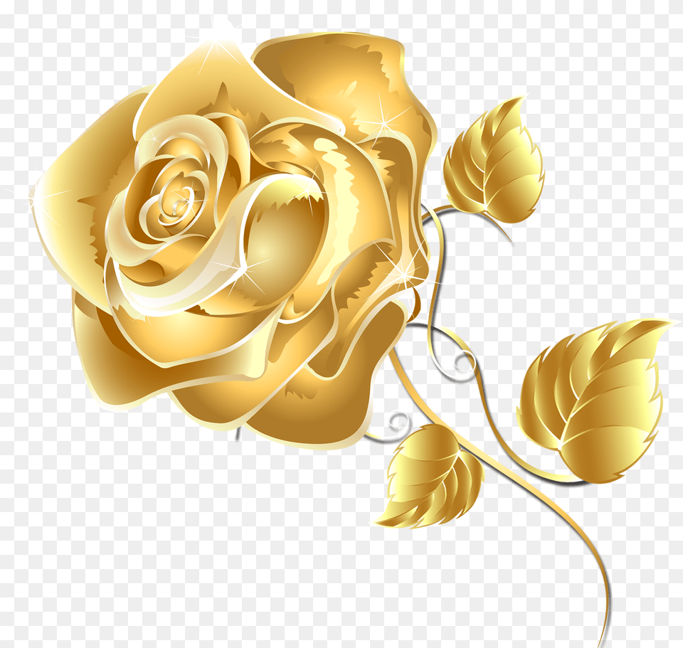 Flower Gold Package Rose Application Fashion Games Gold Flower, Art, Plant, Pattern, Graphics Free Png Download