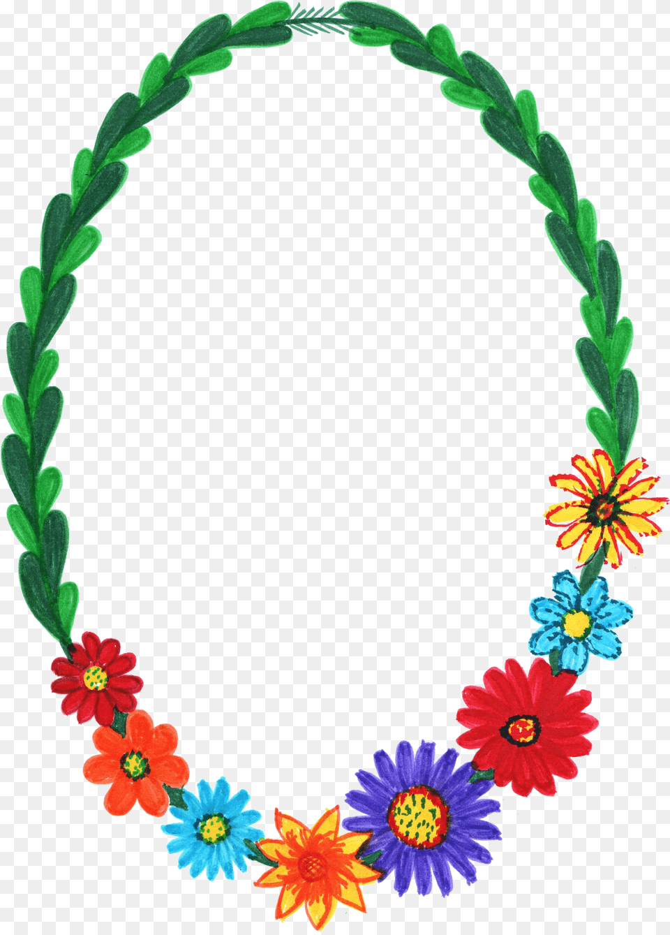 Download Flower Oval Frames And Borders, Accessories, Jewelry, Necklace, Plant Png Image