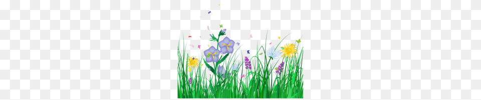 Download Flowers Background Clipart Flower Clip Art, Grass, Iris, Plant, Purple Png Image